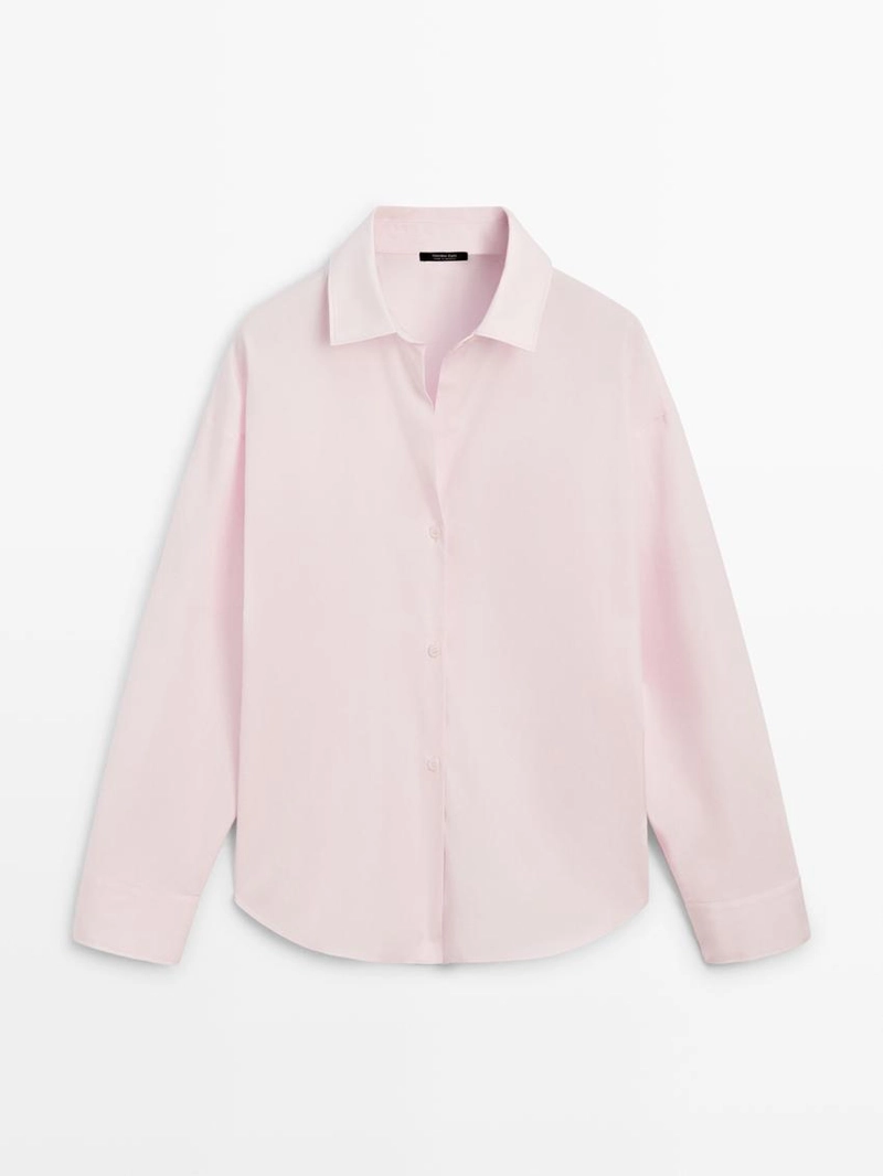 Рубашка из хлопкового поплина с деталями линий