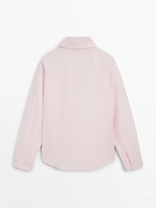 Рубашка из хлопкового поплина с деталями линий- Заказать в России