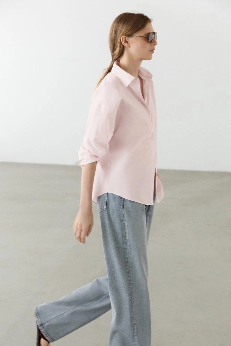 Рубашка из хлопкового поплина с деталями линий