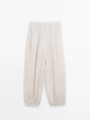 Брюки-саруэль с деталями в складку- Заказать в России