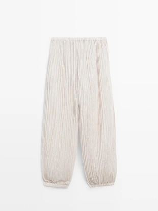 Брюки-саруэль с деталями в складку- Заказать в России