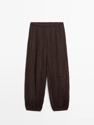 Брюки саруэль с деталями в складку- Заказать в России