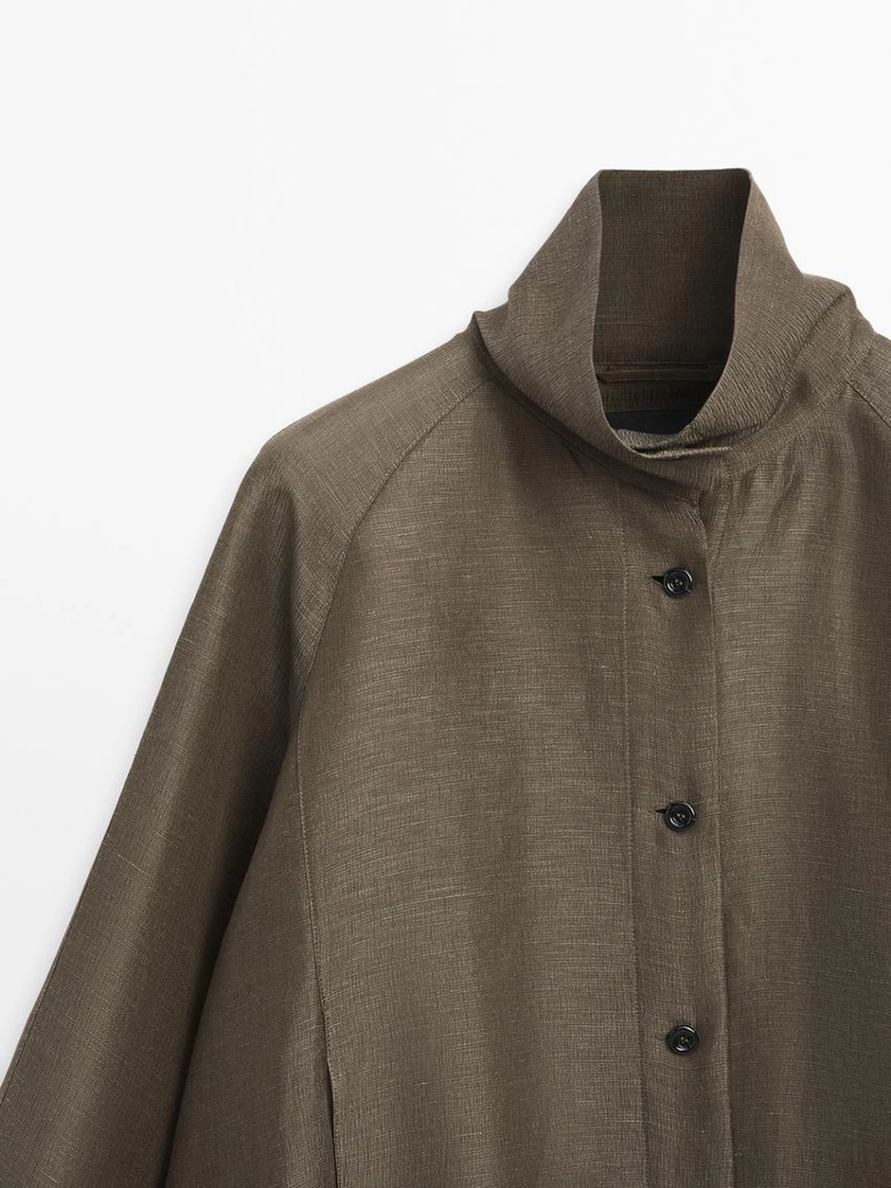 Куртка-бомбер из льна и шелка