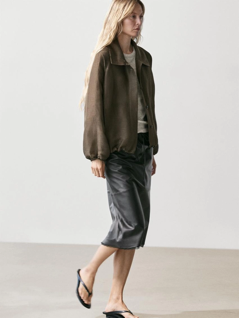 Куртка-бомбер из льна и шелка