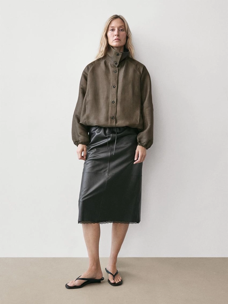 Куртка-бомбер из льна и шелка