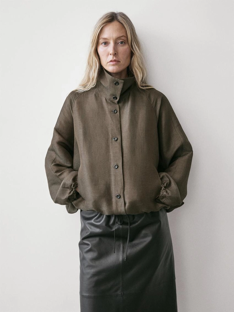 Куртка-бомбер из льна и шелка