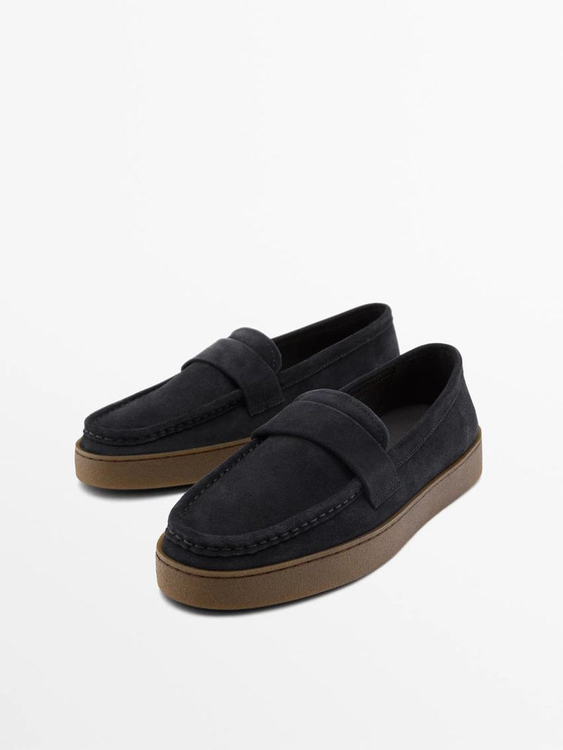 Лоферы из разделанной кожи с карамельной подошвой