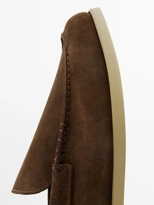 BROWN | 2410/750/713 - Massimo Dutti Мягкие мокасины из разделанной кожи