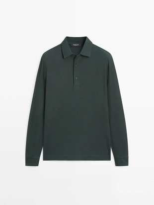 Купить Massimo Dutti Поло с текстурным пике и длинным рукавом