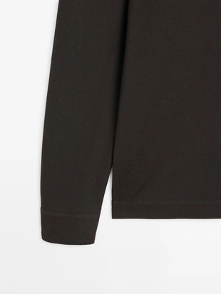 Купить Massimo Dutti Поло с длинными рукавами из текстурированного пике