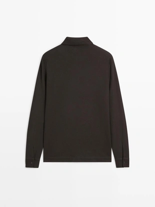 Chocolate | 0697/199/717 - Massimo Dutti Поло с длинными рукавами из текстурированного пике