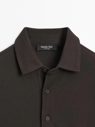 Поло с длинными рукавами из текстурированного пике- Заказать в России