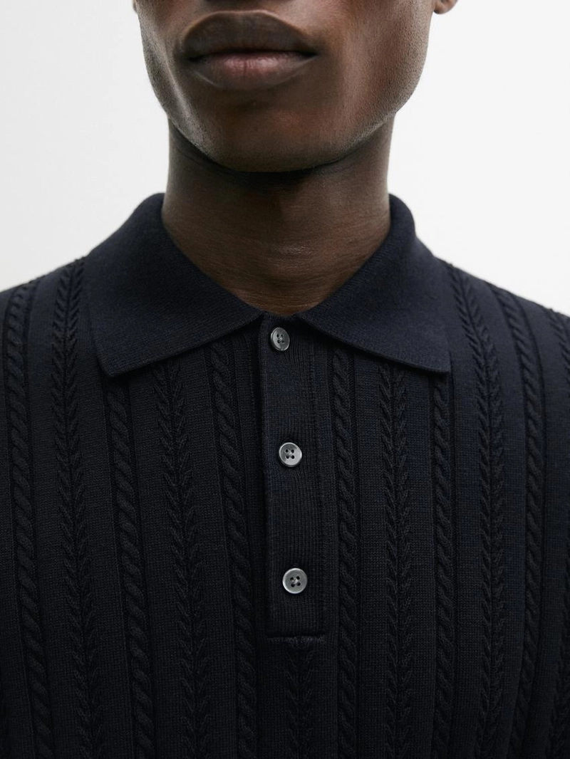 Поло-свитер с косами из смесового хлопка