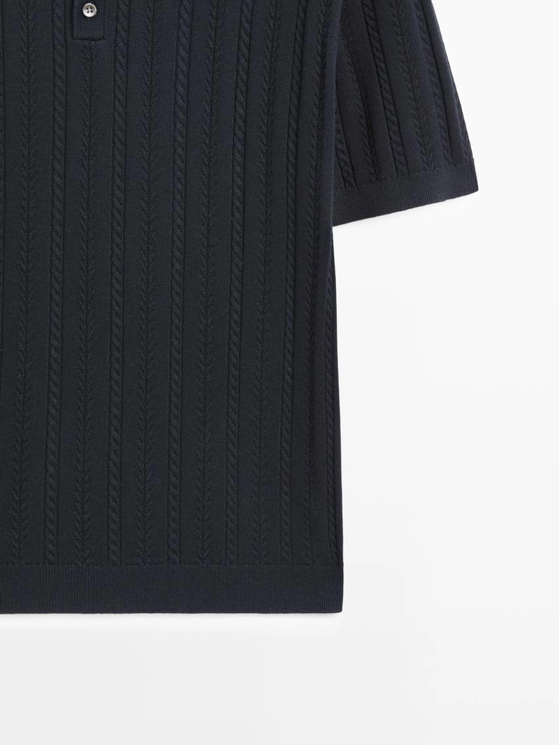 Поло-свитер с косами из смесового хлопка