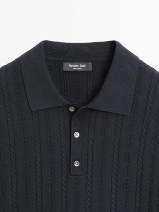 Купить Massimo Dutti Поло-свитер с косами из смесового хлопка