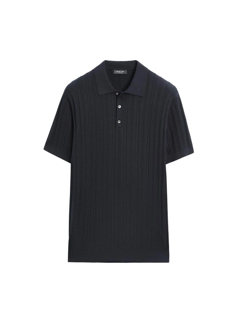 Поло-свитер с косами из смесового хлопка