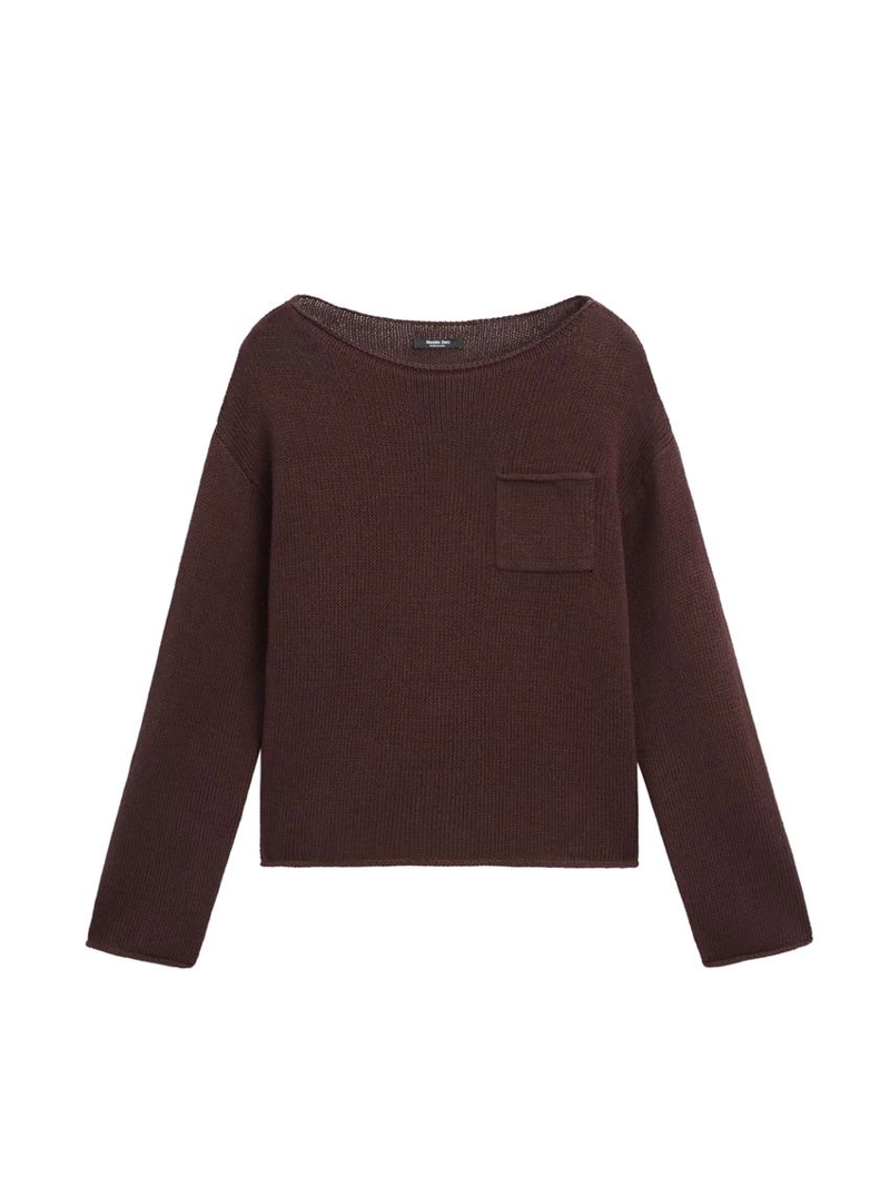 Джемпер из хлопка и льна с карманом