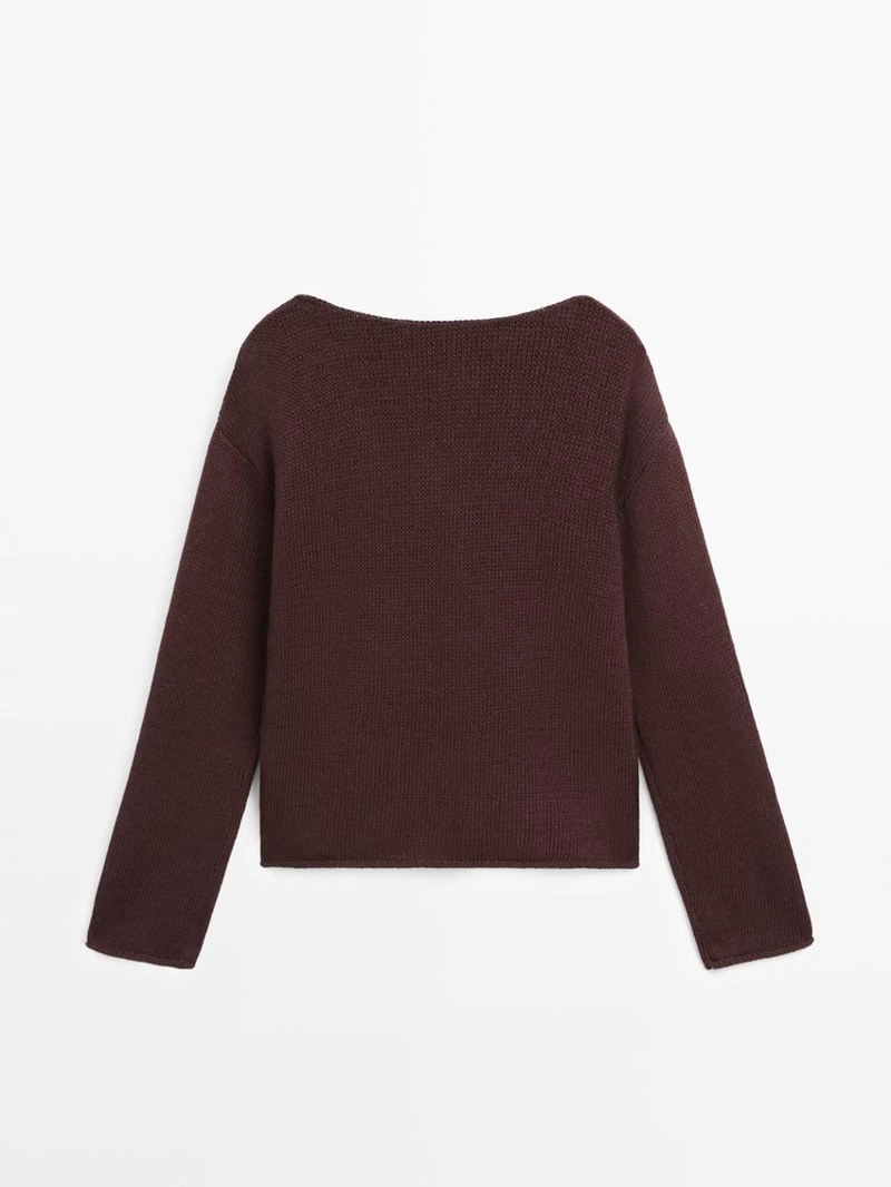 Джемпер из хлопка и льна с карманом