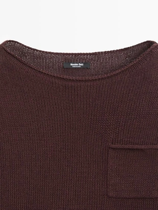 Джемпер из хлопка и льна с карманом- Заказать в России