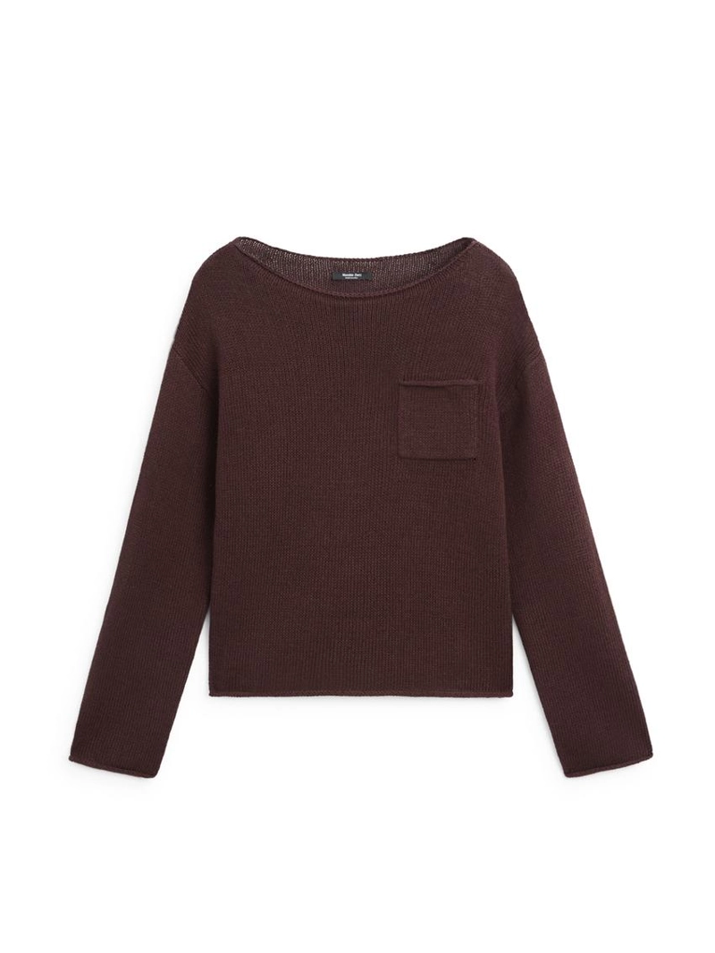 Джемпер из хлопка и льна с карманом