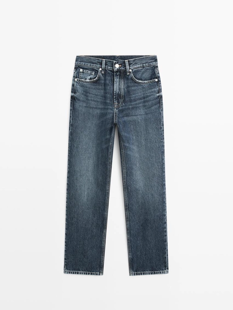 Джинсы с прямыми брючинами на высокой талии