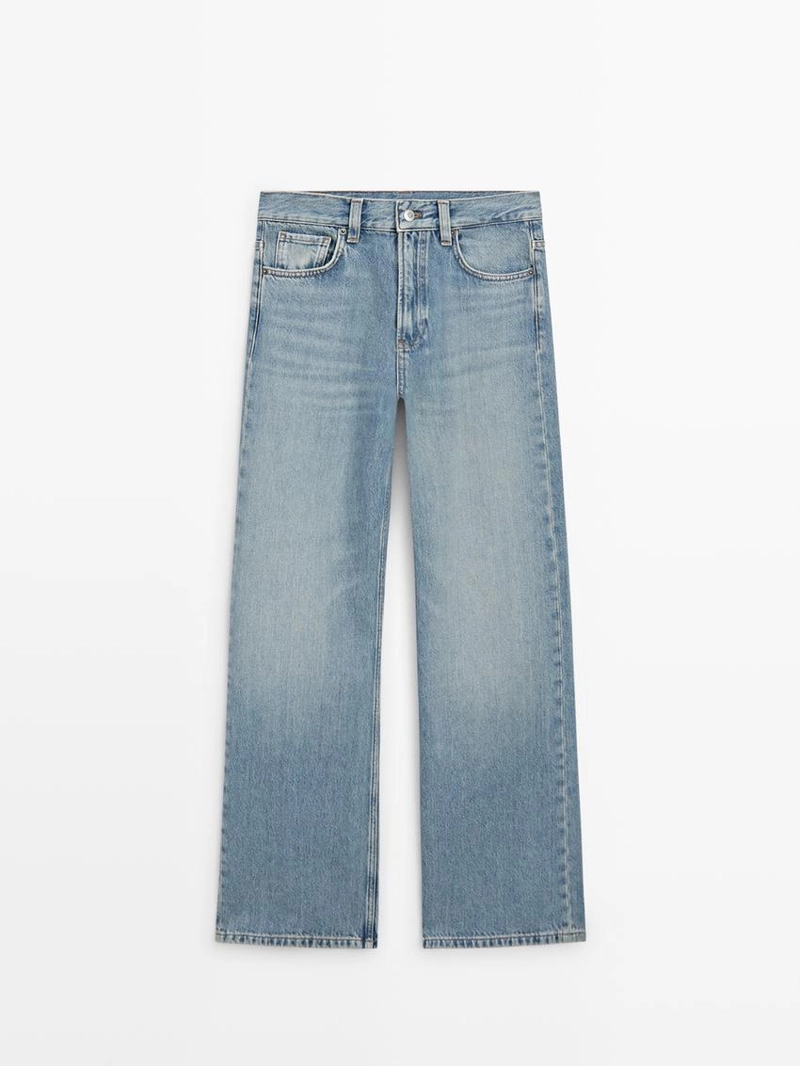 Джинсы с высокой посадкой и широкими штанинами