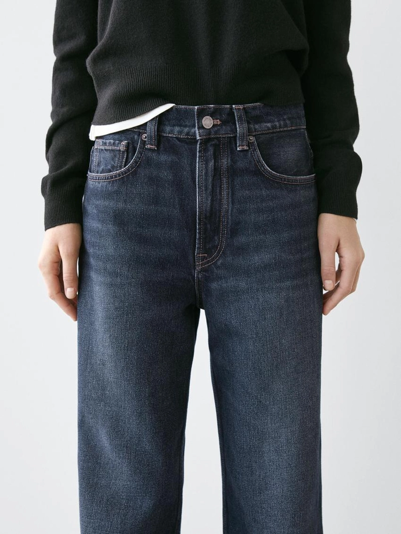 Джинсы с высокой талией и широкими брючинами