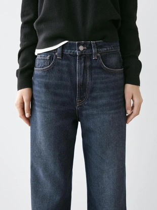 Джинсы с высокой талией и широкими брючинами- Заказать в России