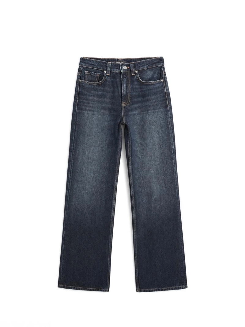 Джинсы с высокой талией и широкими брючинами