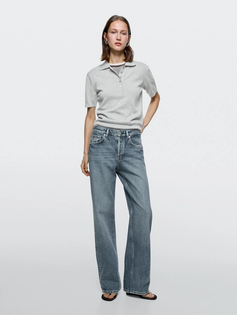 Джинсы широкие с завышенной талией