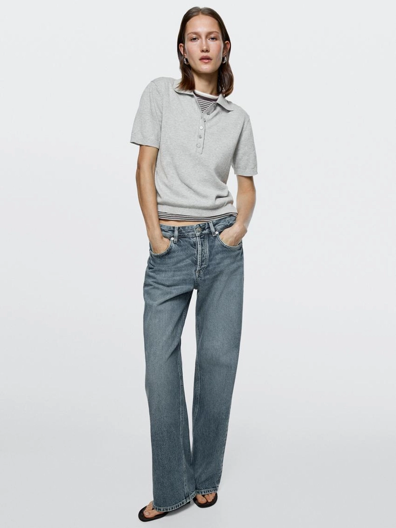 Джинсы широкие с завышенной талией