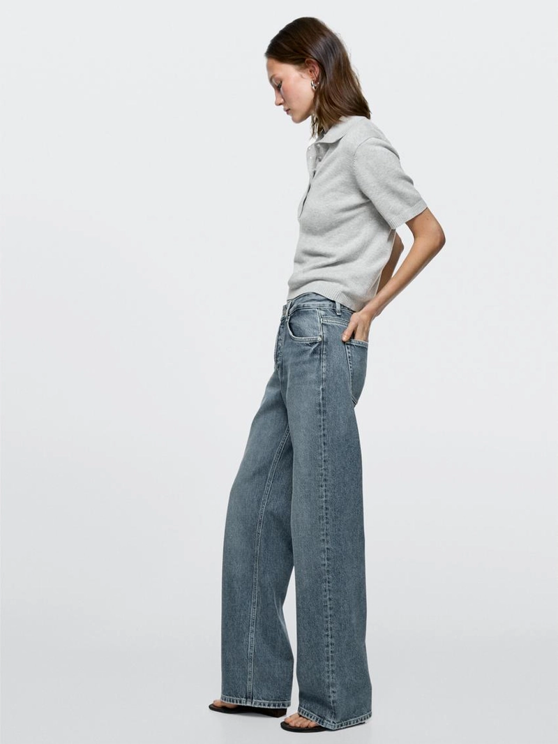 Джинсы широкие с завышенной талией