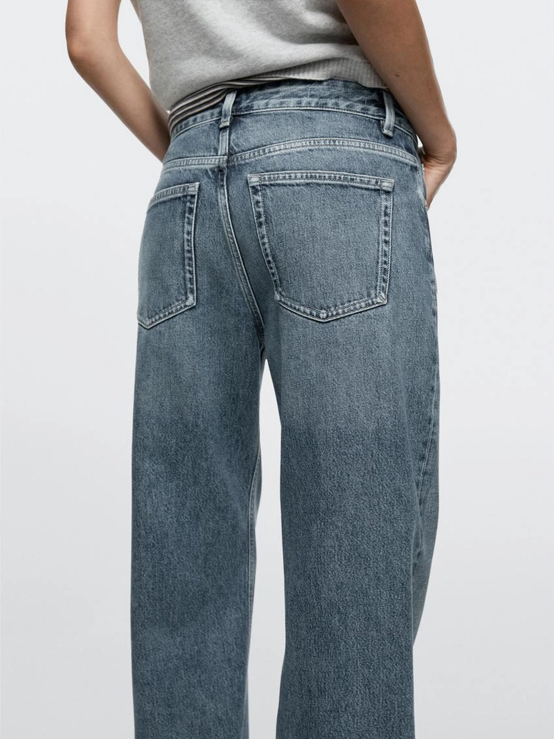 Джинсы широкие с завышенной талией