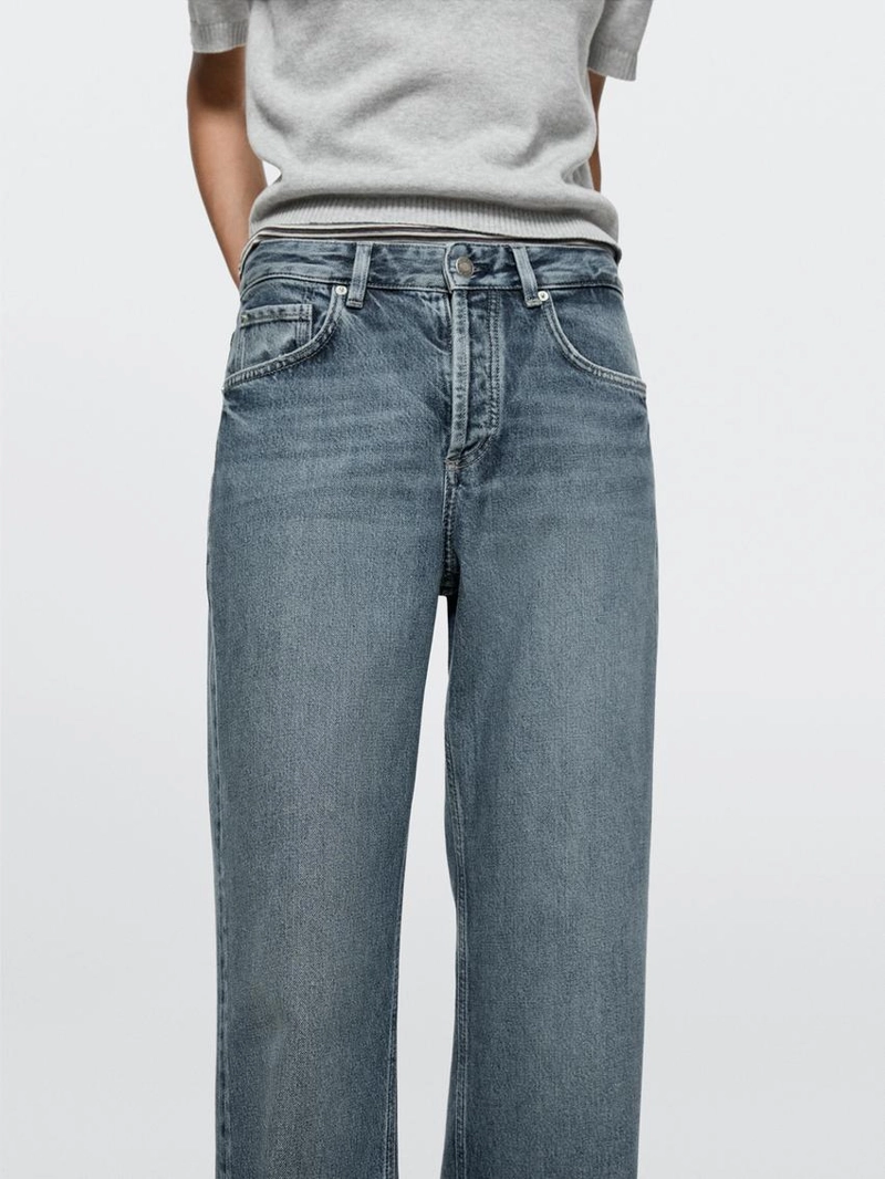 Джинсы широкие с завышенной талией