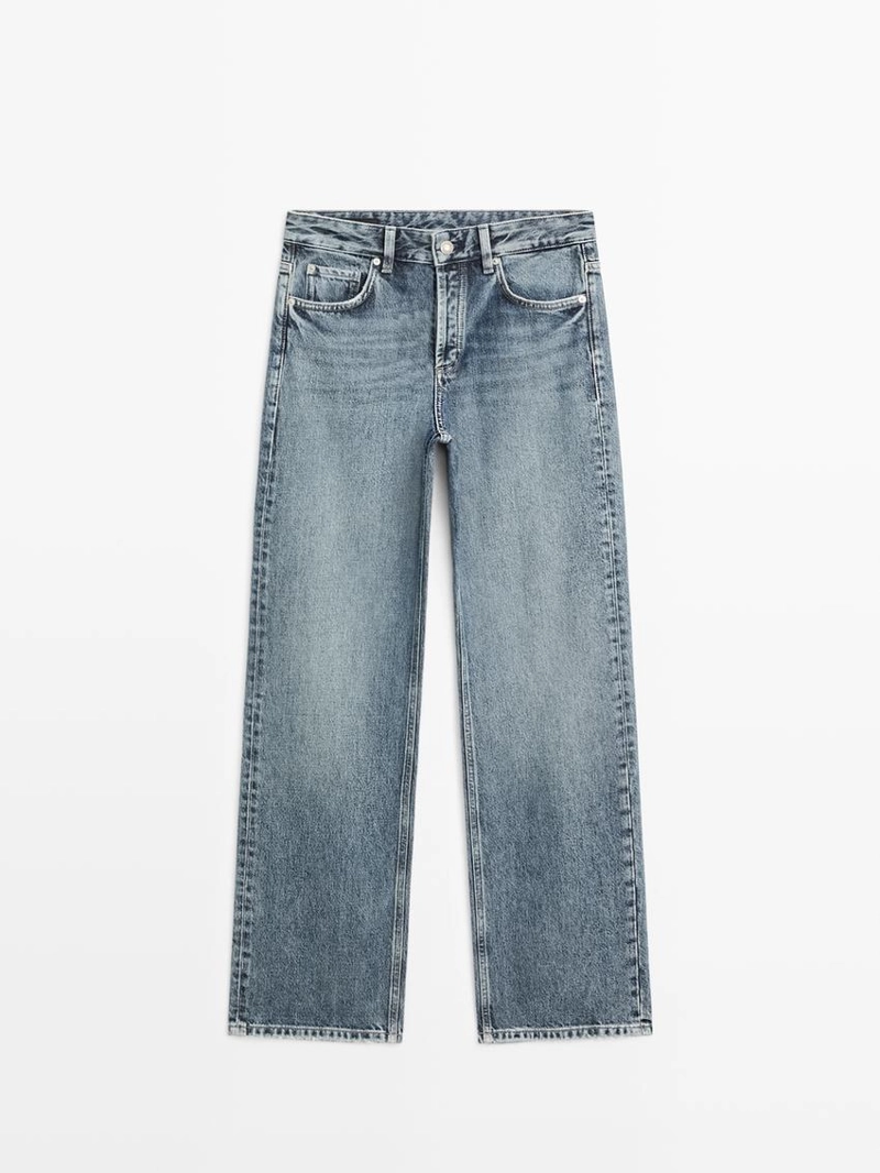 Джинсы широкие с завышенной талией