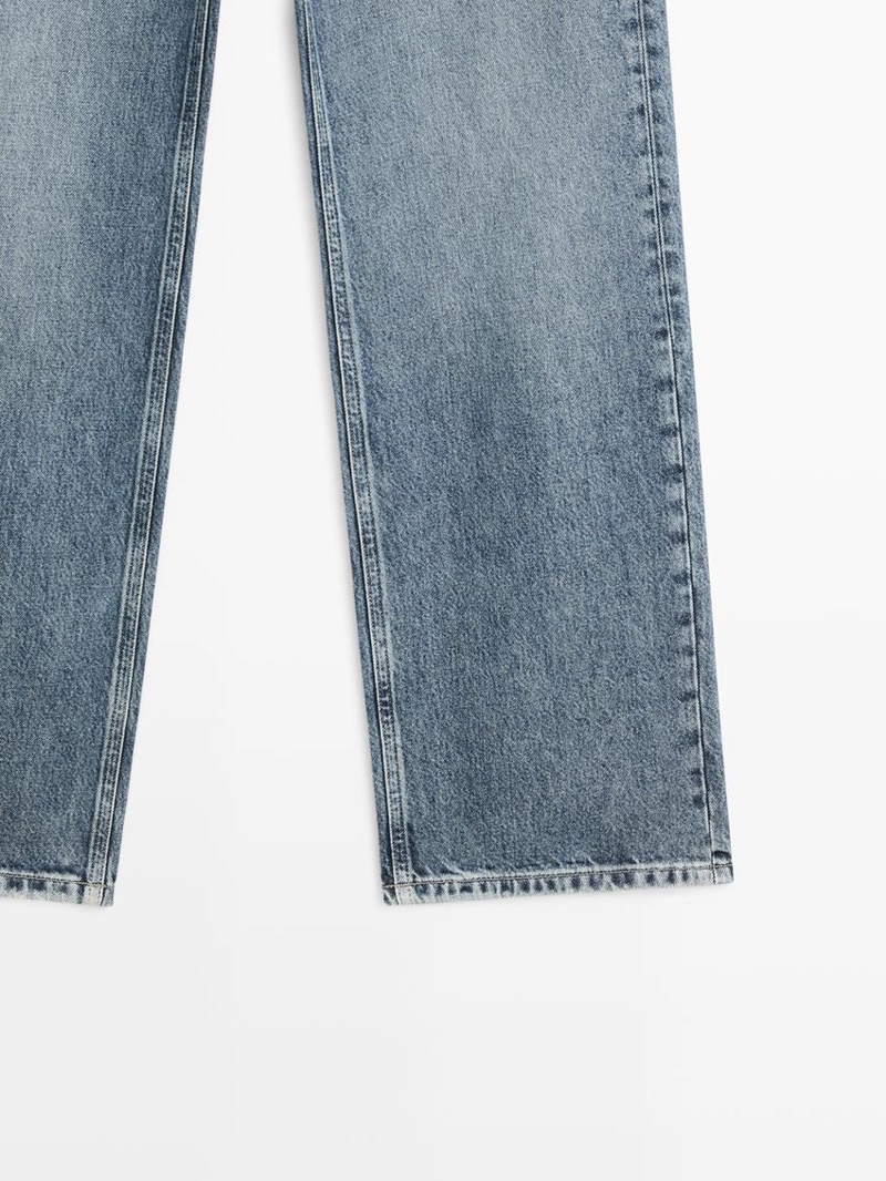 Джинсы широкие с завышенной талией