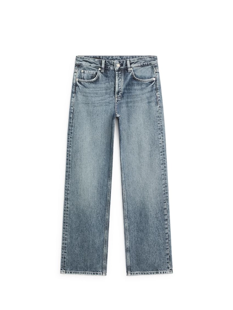 Джинсы широкие с завышенной талией