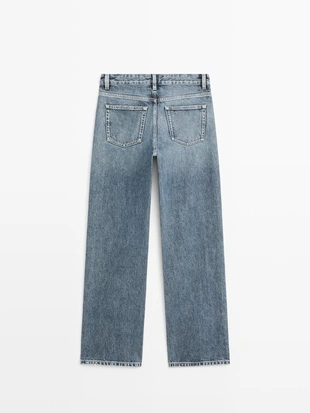 Джинсы широкие с завышенной талией- Заказать в России