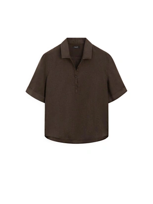 Блузка из льна с воротником-поло- Заказать в России