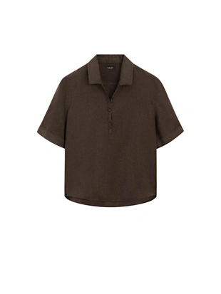 Блузка из льна с воротником-поло- Заказать в России