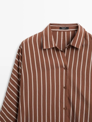 BROWN MARL | 5135/635/724 - Massimo Dutti Рубашка с полосатым узором и рукавами летучая мышь