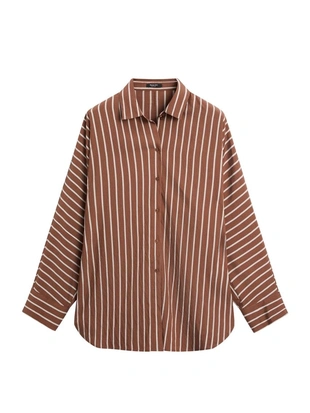 Рубашка с полосатым узором и рукавами летучая мышь- Заказать в России