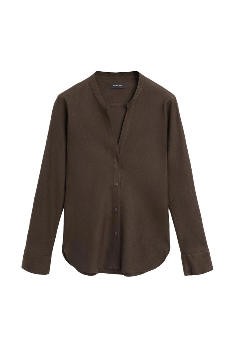 Рубашка с воротником стойка из 100% льна