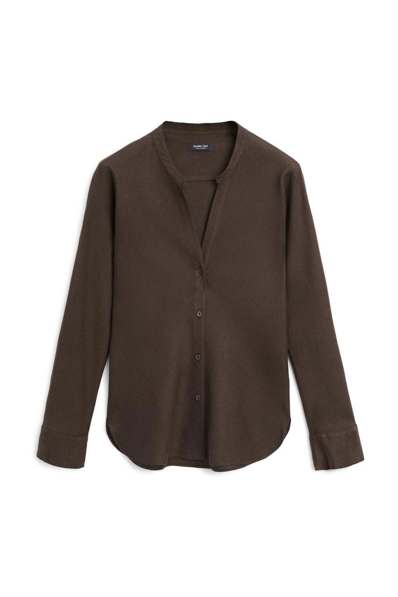 Рубашка с воротником стойка из 100% льна