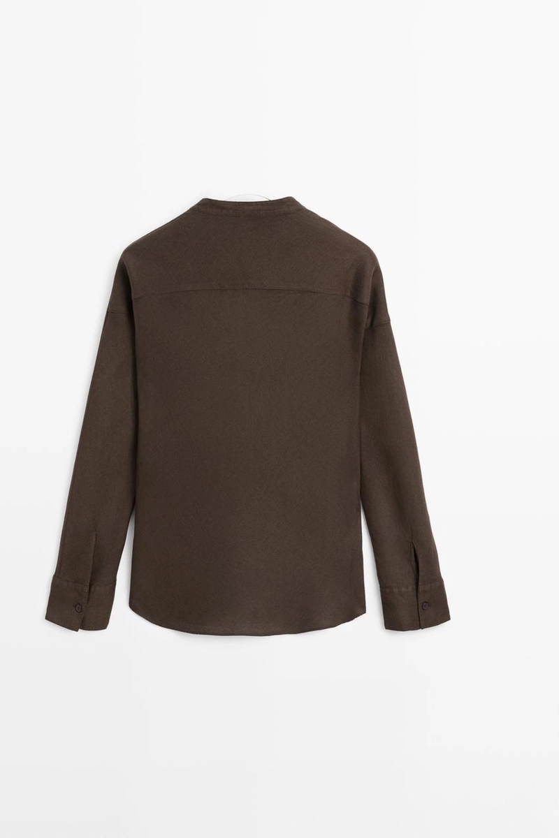 Рубашка с воротником стойка из 100% льна