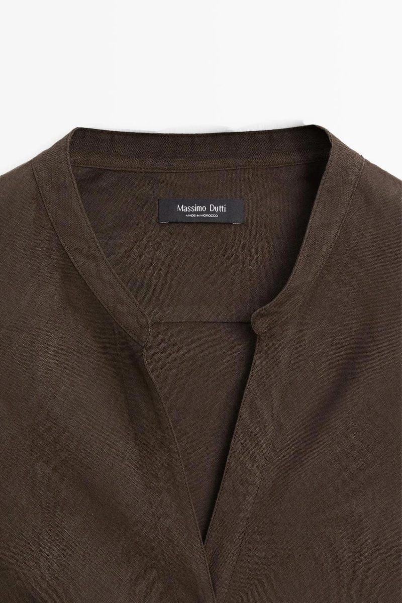 Рубашка с воротником стойка из 100% льна