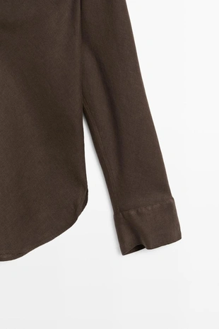 Рубашка с воротником стойка из 100% льна- Заказать в России