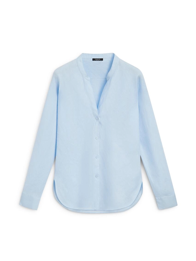 Рубашка с воротником-стойкой из 100% льна