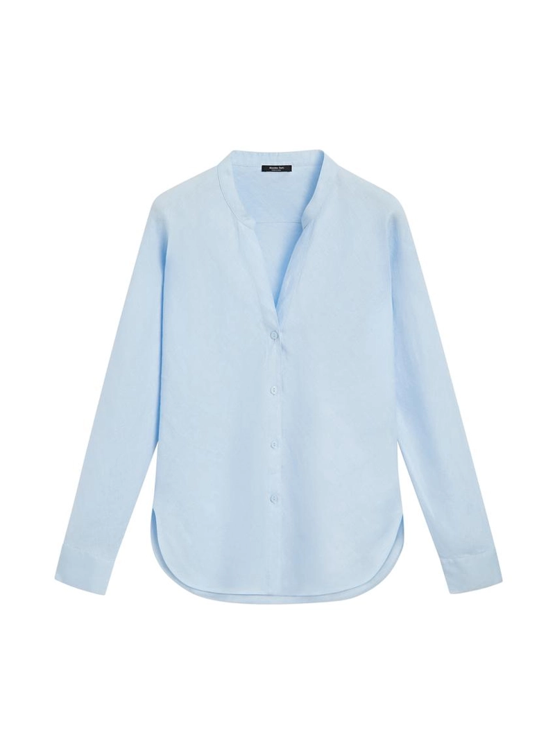 Рубашка с воротником-стойкой из 100% льна