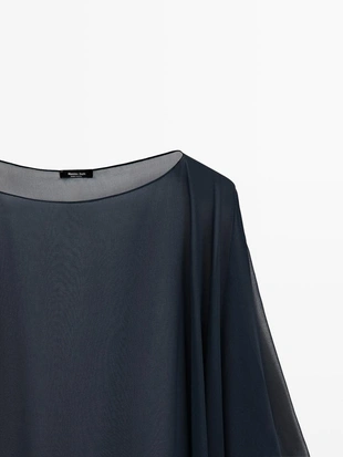 Купить Massimo Dutti Асимметричная шелковая накидка с вырезом